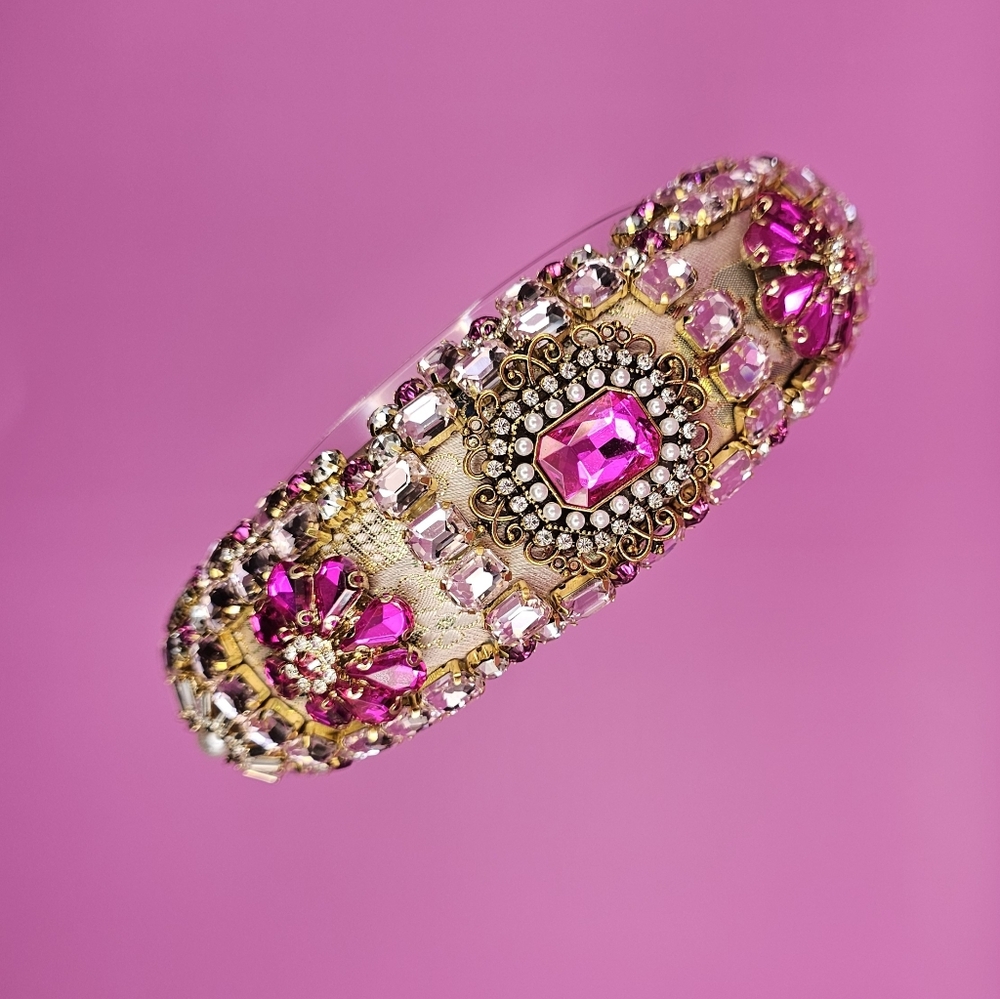 Rhinestones Pink Floral Headband